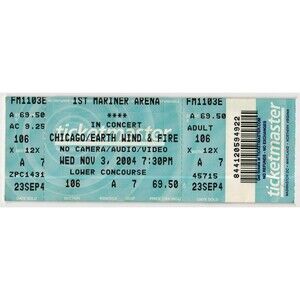 Vintage 2004 Chicago Earth Wind Fire Complete Concert Ticket Stub Baltimore MD